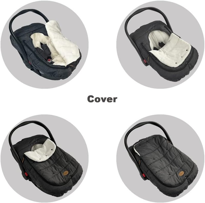 CozyMe Car Seat Cover+Carseat Bunting Bag Intergrated into 1,Waterproof Anti-Cold Winter Bassinet Stroller Car seat Sleeping Bag for Infant,0-12M - Image 4